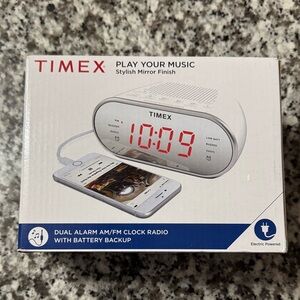Timex Mirror Finish Alarm Clock with Red Display